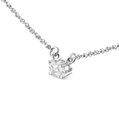 14K White Gold 1/4 Cttw Lab Grown Oval Solitaire Diamond East West 18" Pendant Necklace (G-H Color, VS2-SI1 Clarity) WEM Support (www.WEM.support)