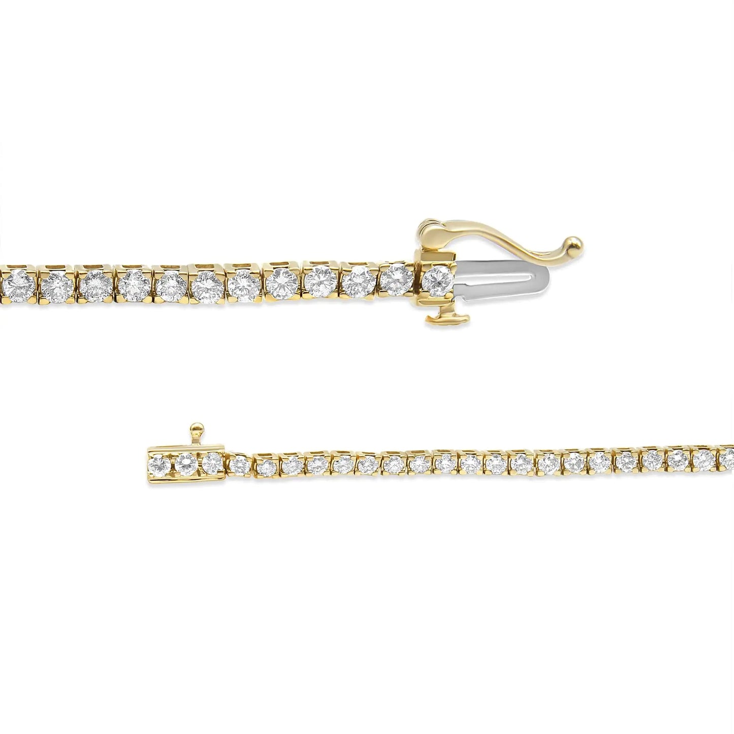 14K Yellow Gold 3.0 Cttw 4 Prong Set Round Brilliant Cut Diamond Classic Tennis Bracelet ( J-K Color, VVS2-VS1 Clarity) - 7.25 " Inches WEM Support (www.WEM.support)