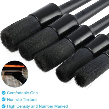 5PC Car Detailing Brush Kit Boar Hair Vehicle Auto Interior For Wheel Clean Sets WEM Support (www.WEM.support)