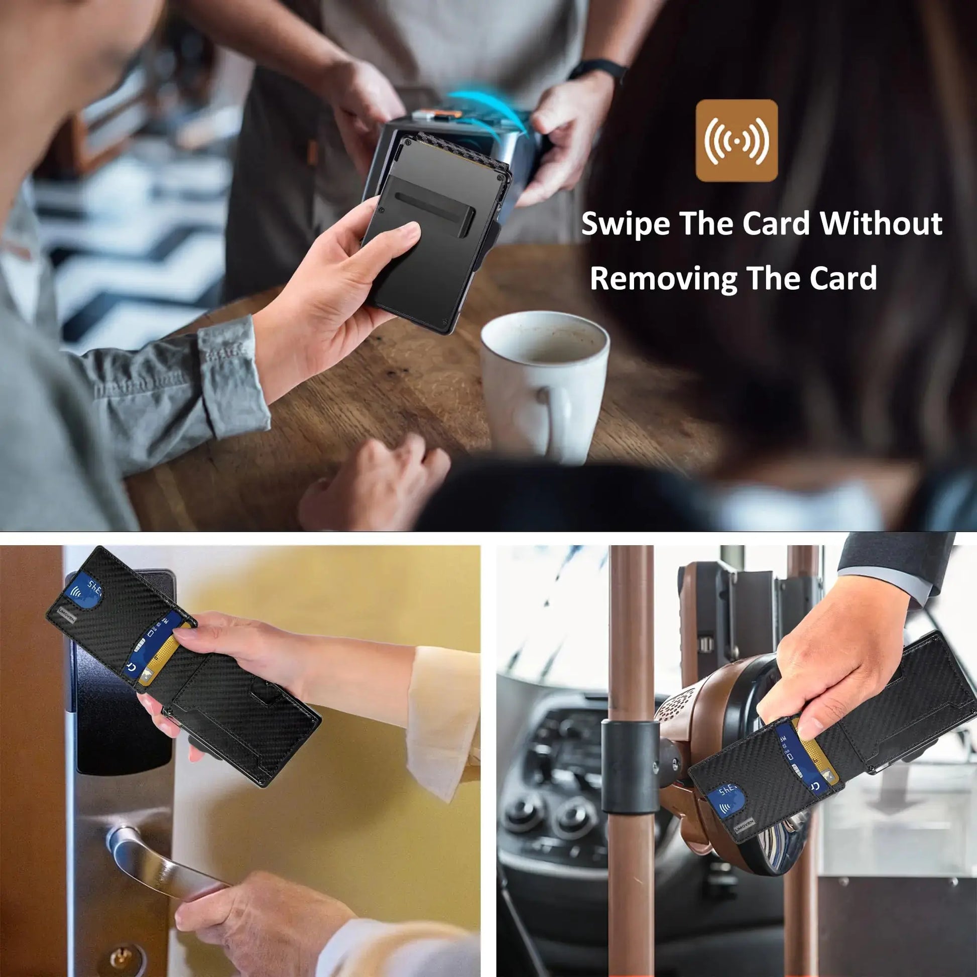 umoven Wallet for Men - with Money Clip Slim Leather Slots Credit Card Holder RFID Blocking Bifold Minimalist Wallet (Money Clip Inside) Carbon Black-01 My Store