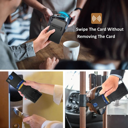 umoven Wallet for Men - with Money Clip Slim Leather Slots Credit Card Holder RFID Blocking Bifold Minimalist Wallet (Money Clip Inside) Carbon Black-01 My Store