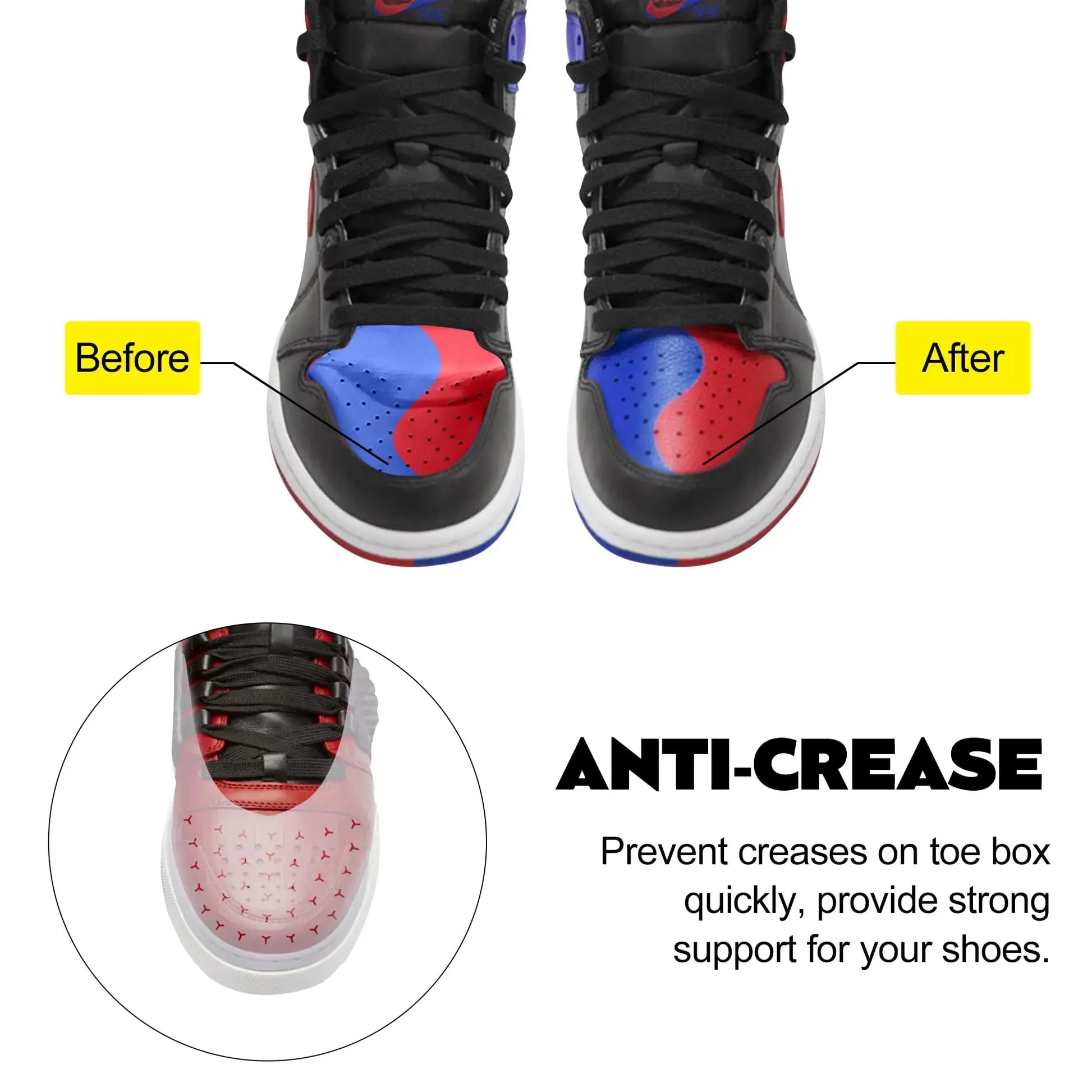 6 Pairs Shoe Boot Crease Preventers, Anti-Wrinkle Shoe Protectors Shoe Guards For Air Jordan Air Force, Shoe Creases Stoppers for Sneaker and Casual Shoes, for Men's US Size 7-12 Shoe Crease Protectors US My Store