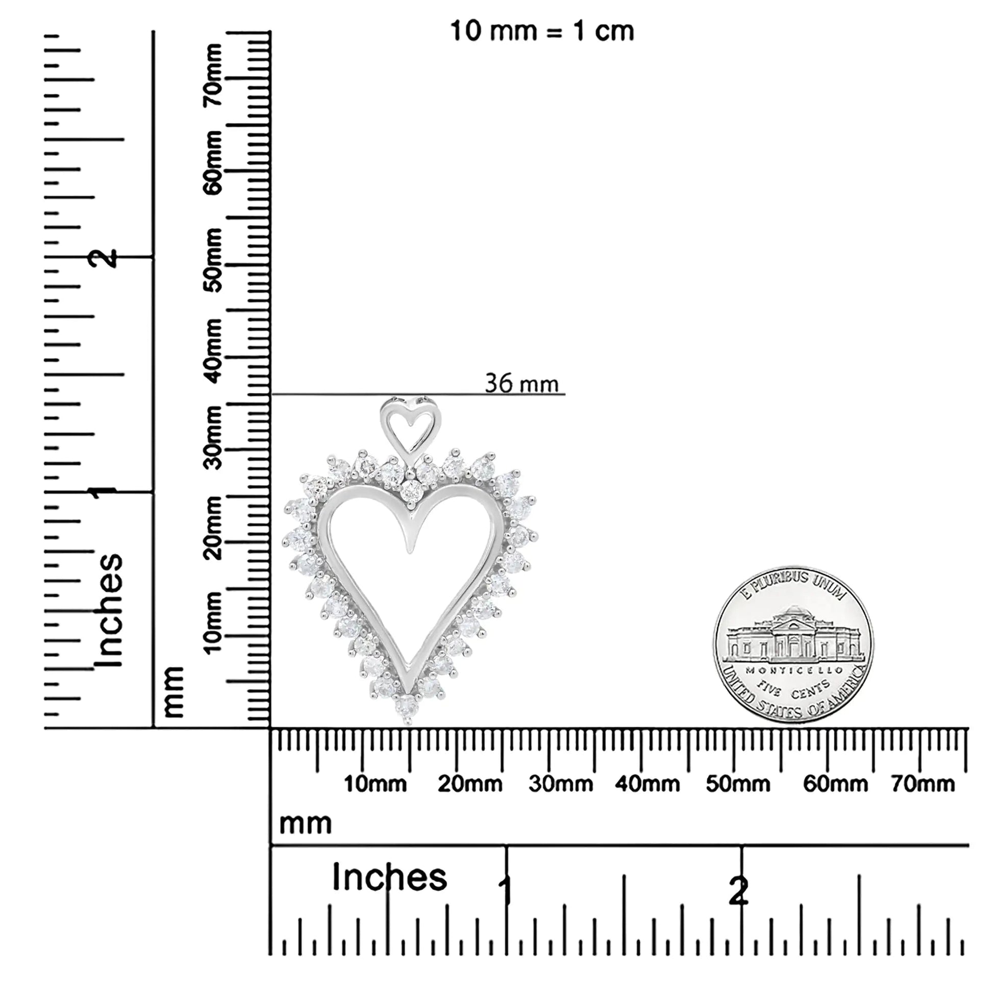 .925 Sterling Silver 1 3/4 Cttw Round Diamond Lined Open Heart Pendant 18" Necklace (I-J Color, I2-I3 Clarity) WEM Support (www.WEM.support)