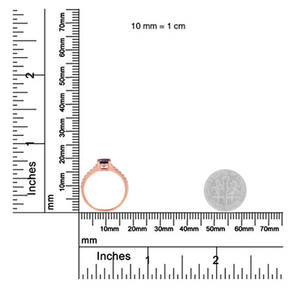 10K Roségold 1/4 Karat Diamant und 6MM Edelstein Halo Ring (H-I Farbe, I1-I2 Reinheit) WEM Support (www.WEM.support)