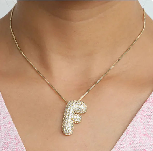 Star Brass Zircon Letter Necklace WEM Support (www.WEM.support)