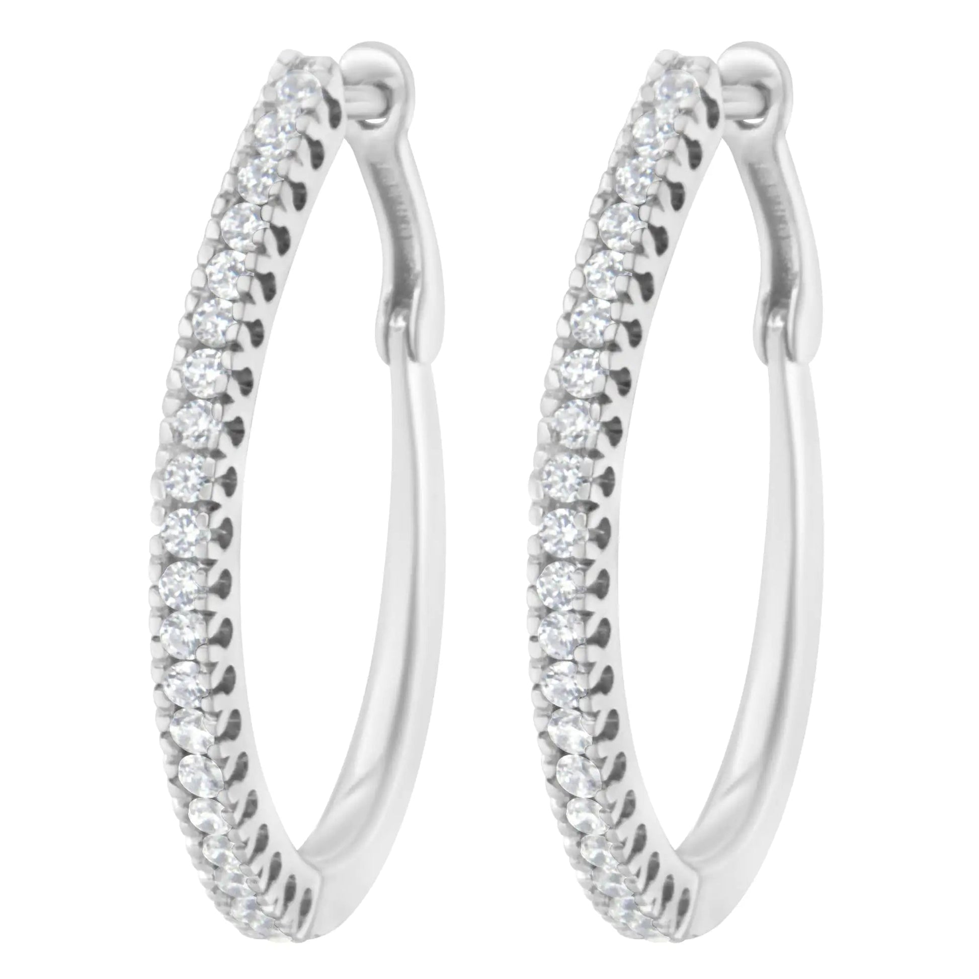 10KT White Gold 1/2 cttw Diamond Hoop Earrings (I-J, I2-I3) WEM Support (www.WEM.support)