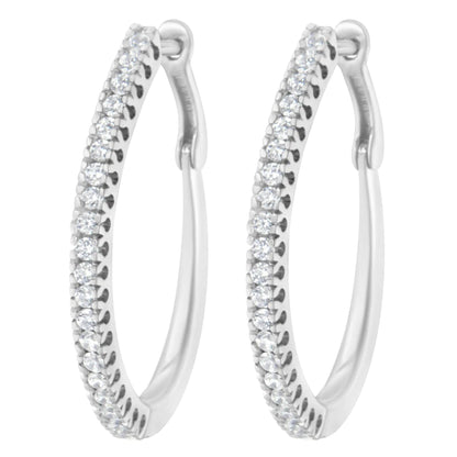 10KT White Gold 1/2 cttw Diamond Hoop Earrings (I-J, I2-I3) WEM Support (www.WEM.support)