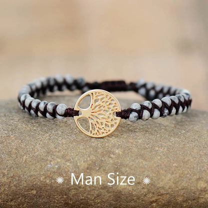 Tree Charm African Jasper Braided Yoga Bracelet WEM Support (www.WEM.support)
