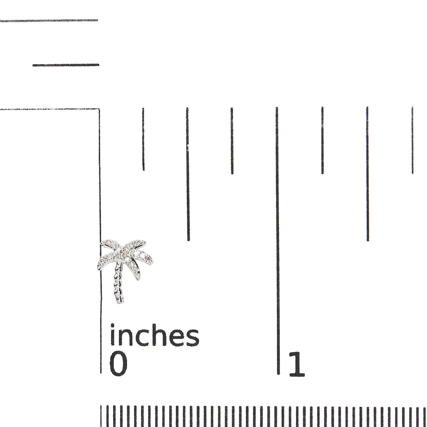 10K White Gold 1/10 Cttw Diamond  Encrusted Palm Tree Stud Earrings (H-I Color, I1-I2 Clarity) WEM Support (www.WEM.support)