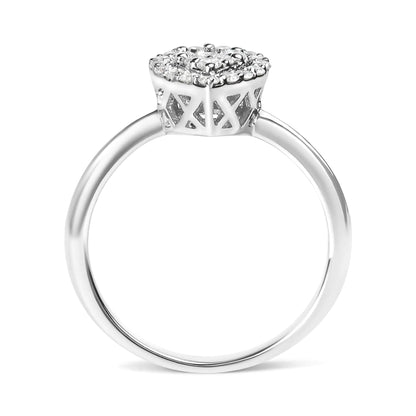 .925 Sterling Silver 3/8 Cttw Lab Grown Diamond Cluster and Halo Pear Promise Ring (G-H Color, VS2-SI1 Clarity) - Size 7 WEM Support (www.WEM.support)
