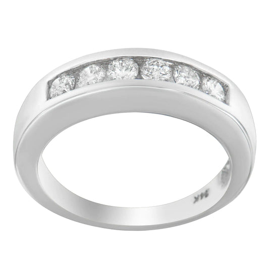 14K White Gold 3/4ct. TDW Diamond Channel Band Ring (H-I, I1-I2) WEM Support (www.WEM.support)