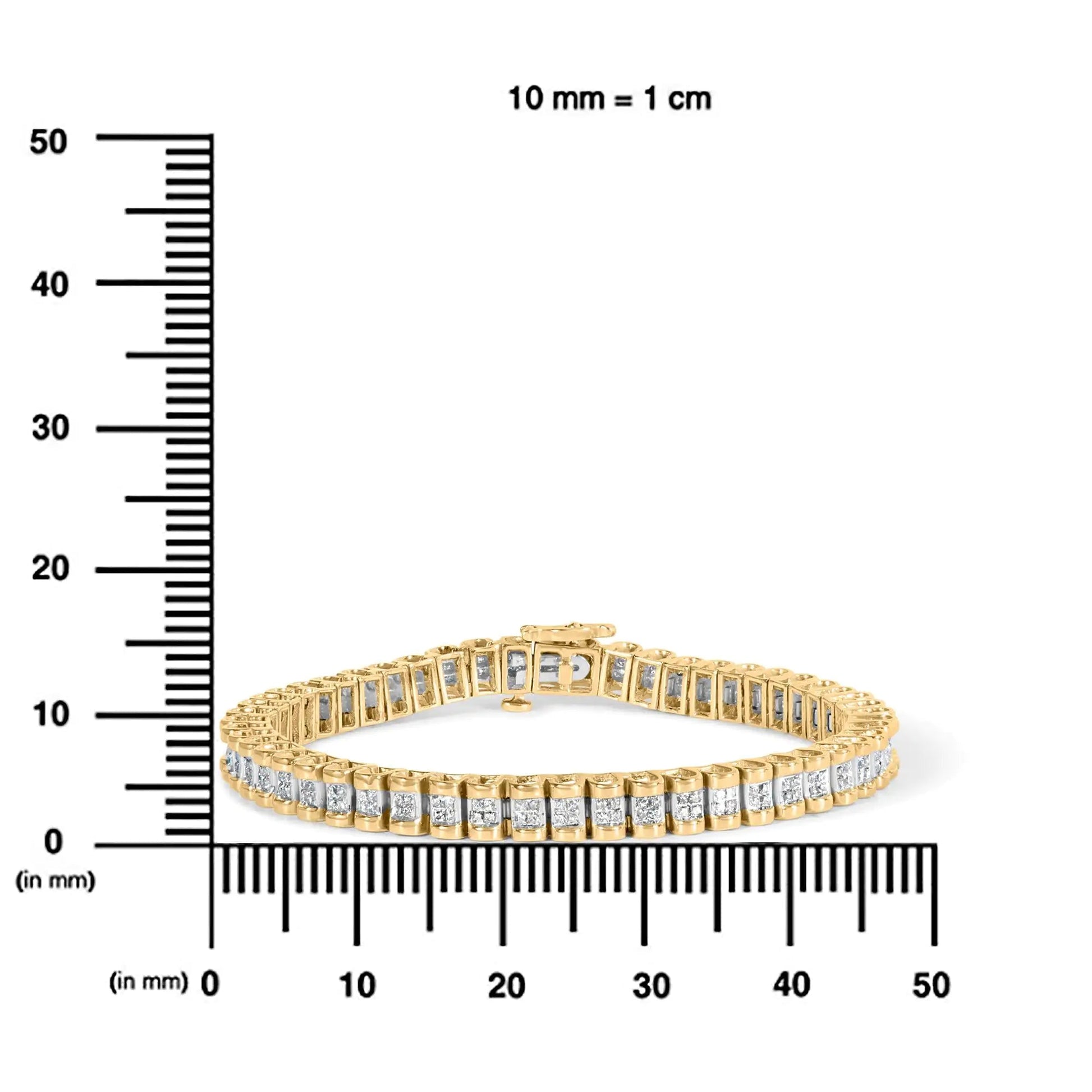 14K Yellow Gold 2.00 Cttw Princess-Cut Diamond Classic Link 7" Bracelet (I-J Color, I1-I2 Clarity) WEM Support (www.WEM.support)