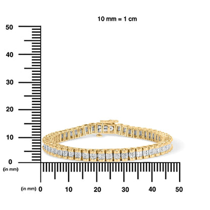 14K Yellow Gold 2.00 Cttw Princess-Cut Diamond Classic Link 7" Bracelet (I-J Color, I1-I2 Clarity) WEM Support (www.WEM.support)