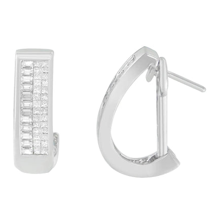 14K White Gold Baguette and Princess-cut Diamond Earrings (1 cttw, H-I Color, VS1-VS2 Clarity) WEM Support (www.WEM.support)