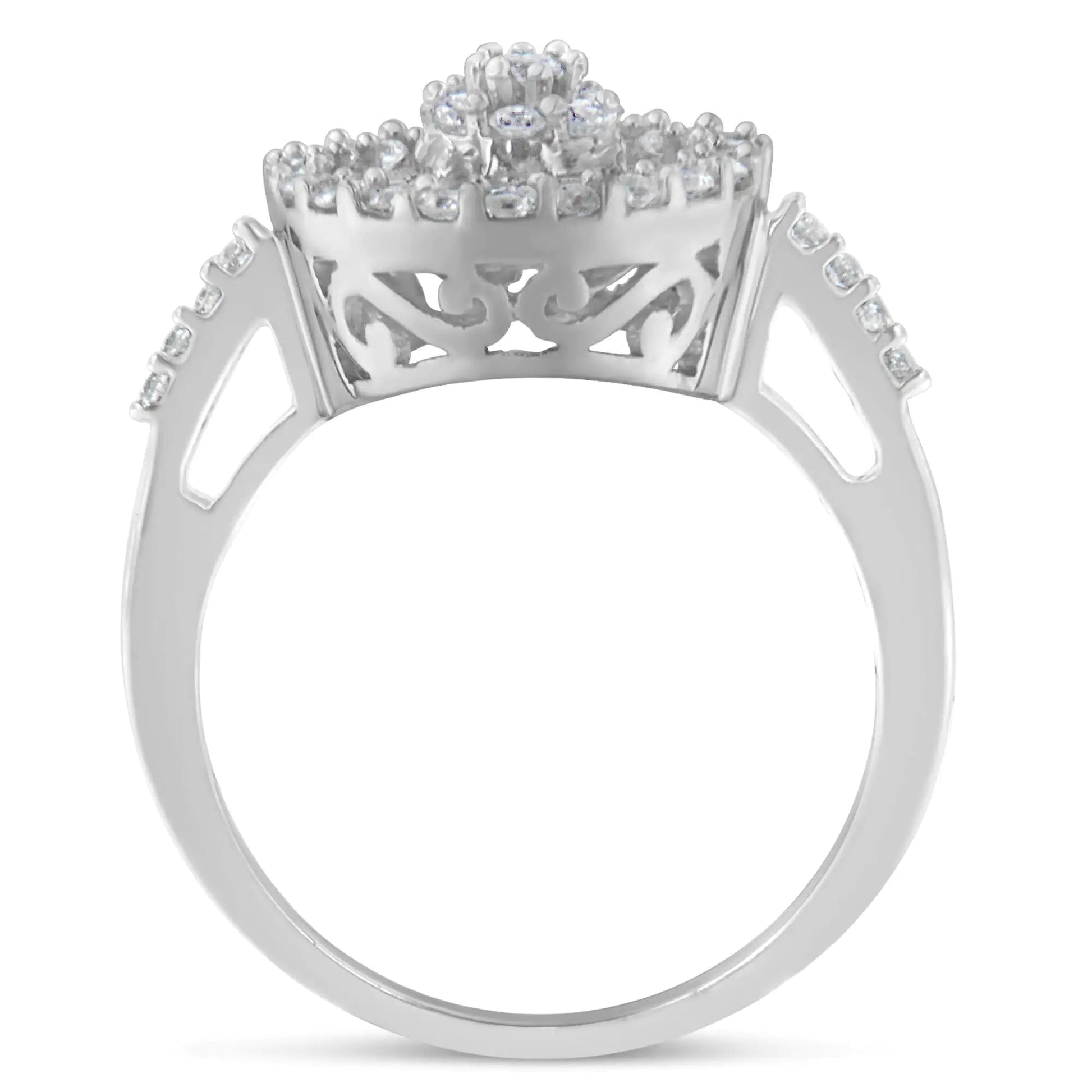 10KT White Gold Diamond Cocktail Ring (1 cttw, H-I Color, SI2-I1 Clarity) WEM Support (www.WEM.support)