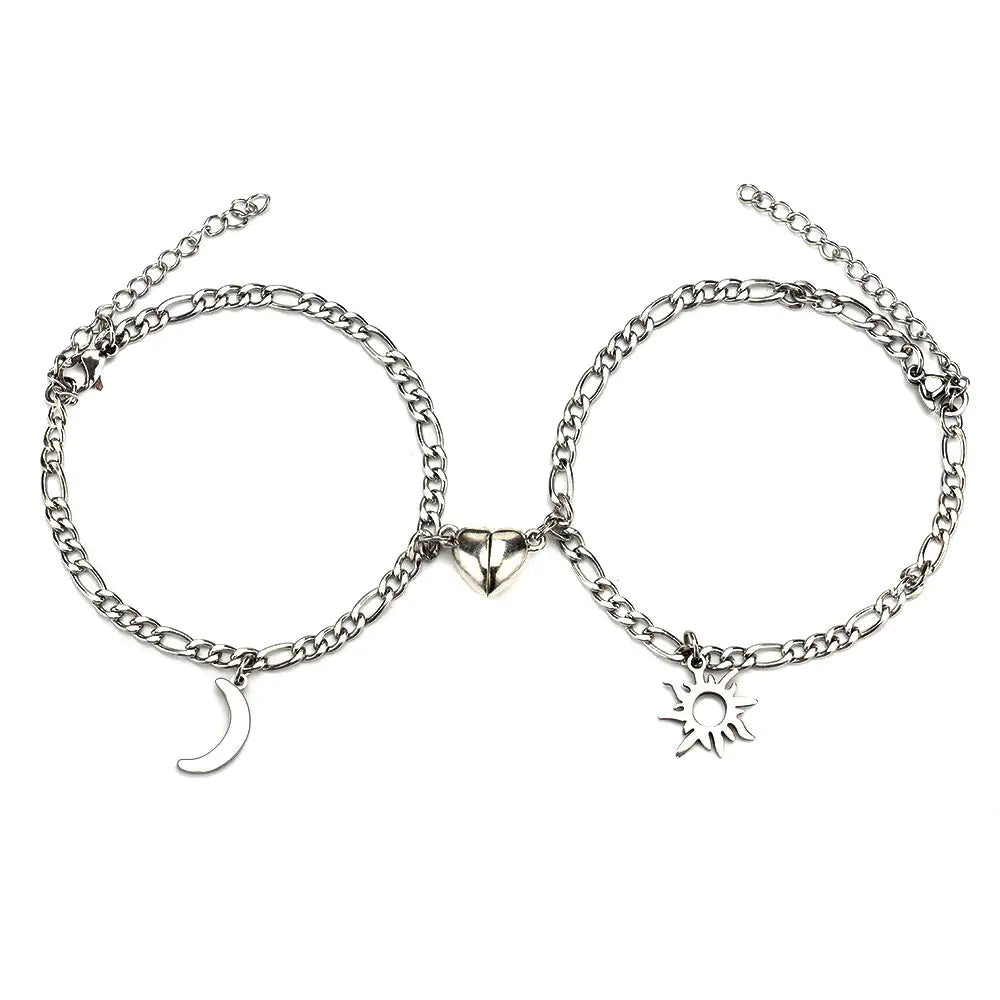 Stainless Steel Sun And Moon Bracelet Creative Sex Heart Magnet Attracts WEM Support (www.WEM.support)