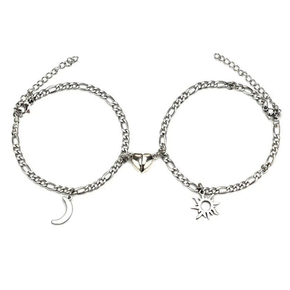 Stainless Steel Sun And Moon Bracelet Creative Sex Heart Magnet Attracts WEM Support (www.WEM.support)