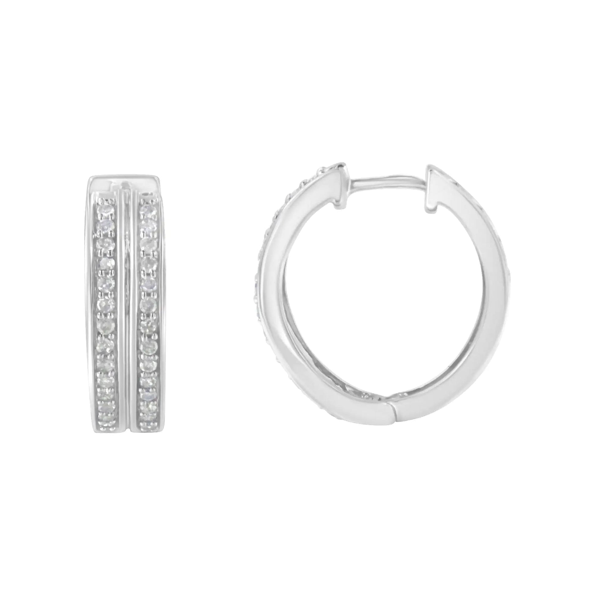10K White Gold Diamond Hoop Earring (1/2 cttw, I-J Color, I2-I3 Clarity) WEM Support (www.WEM.support)