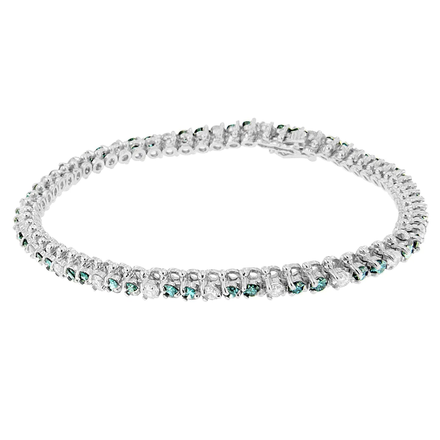 14K White Gold White And Treated Blue Diamond Bracelet (4 5/8 cttw, H-I Color, I1-I2 Clarity) WEM Support (www.WEM.support)