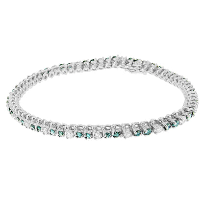 14K White Gold White And Treated Blue Diamond Bracelet (4 5/8 cttw, H-I Color, I1-I2 Clarity) WEM Support (www.WEM.support)