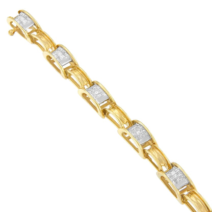 14K Yellow Gold Princess Cut Diamond Chain Link Bracelet (1.00 cttw, H-I Color, SI1-SI2 Clarity) WEM Support (www.WEM.support)