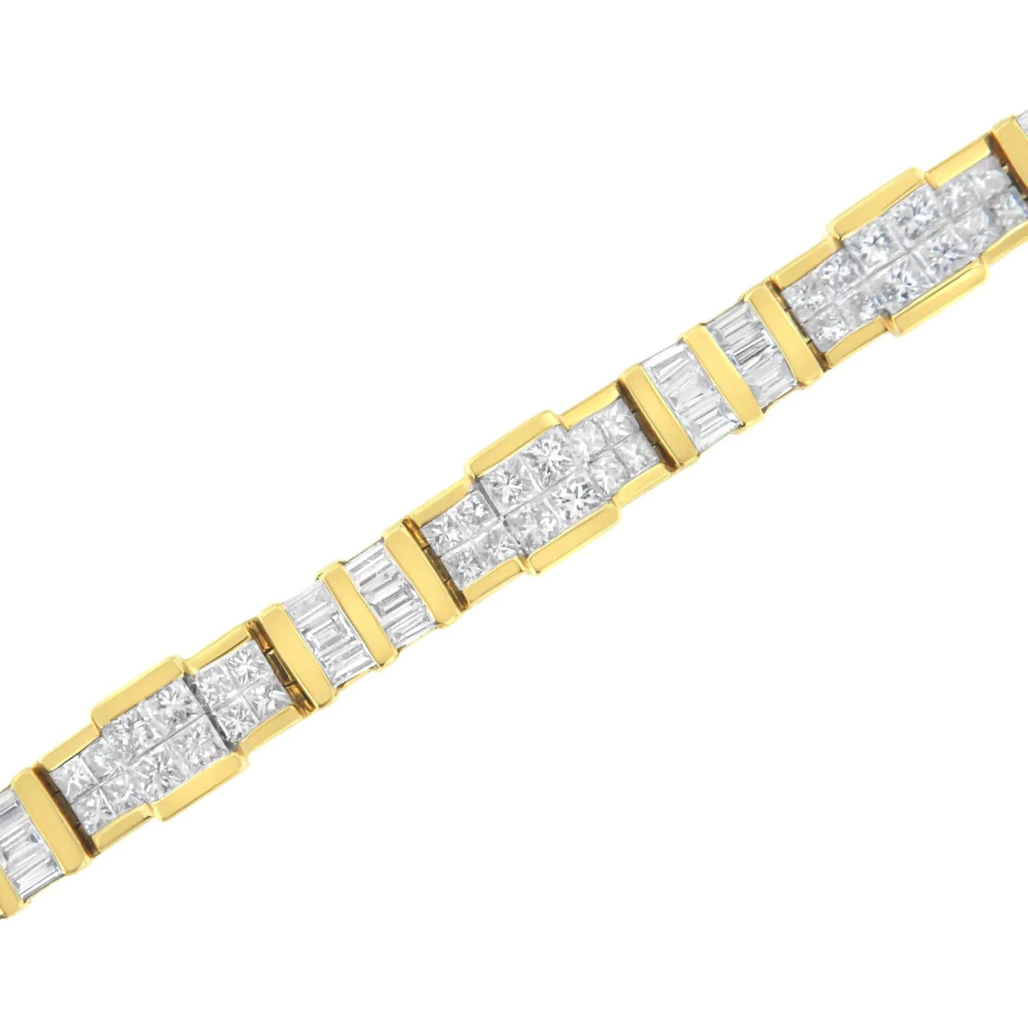 14K Yellow Gold Baguette and Princess-Cut Diamond Bracelet (8.30 cttw, H-I Color, SI1-SI2 Clarity) WEM Support (www.WEM.support)