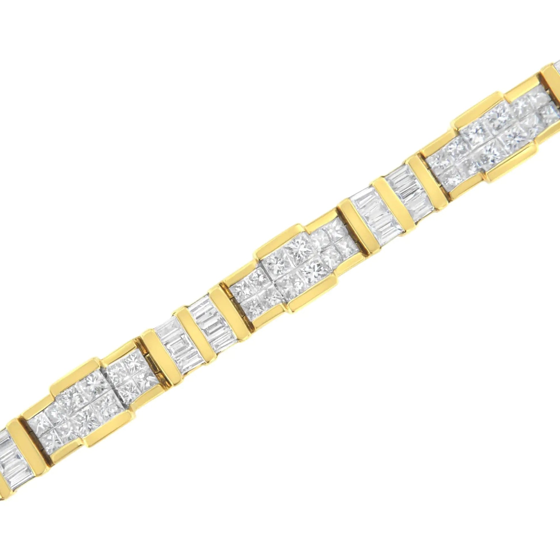 14K Yellow Gold Baguette and Princess-Cut Diamond Bracelet (8.30 cttw, H-I Color, SI1-SI2 Clarity) WEM Support (www.WEM.support)