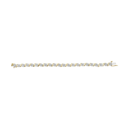 10K Yellow Gold 2.00 Cttw Round Cut Diamond 'S' Cluster Bracelet (J-K Color, I1-I2 Clarity) WEM Support (www.WEM.support)