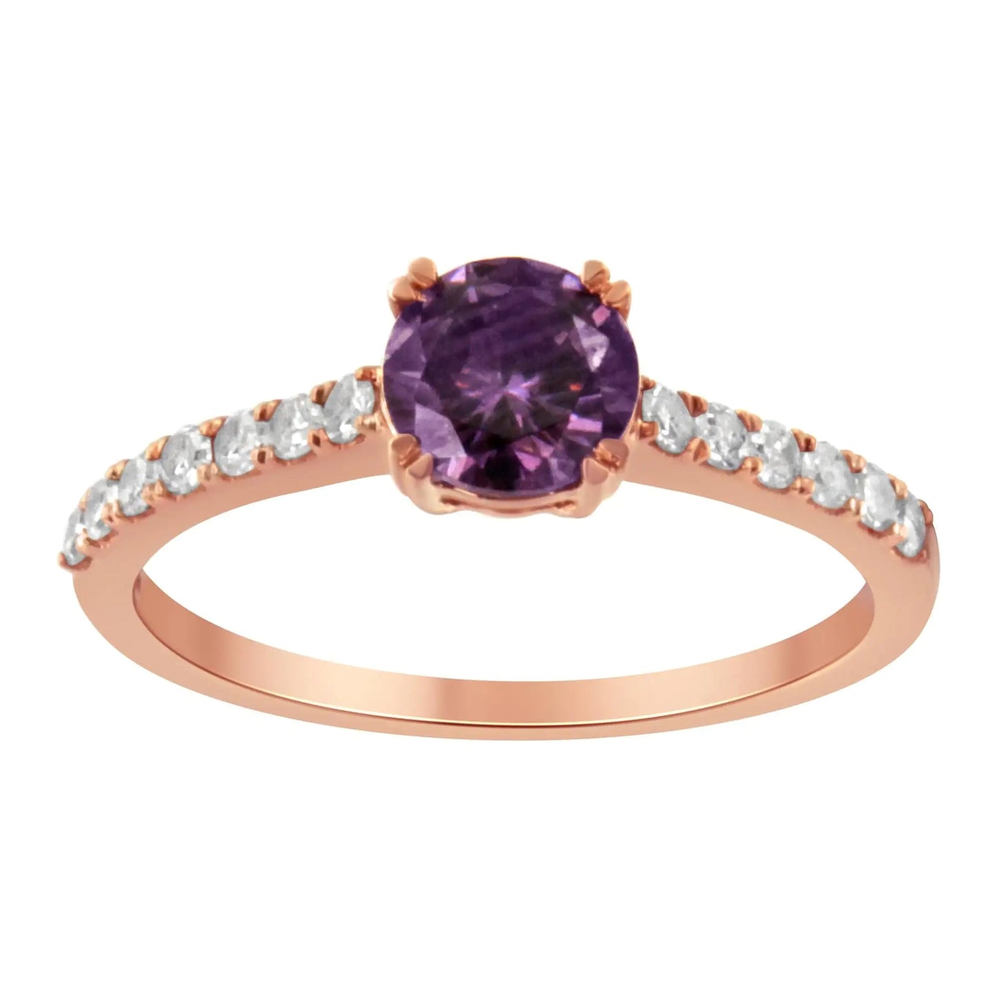 10K Roségold 1/4 Karat Diamant und 6MM Edelstein Halo Ring (H-I Farbe, I1-I2 Reinheit) WEM Support (www.WEM.support)