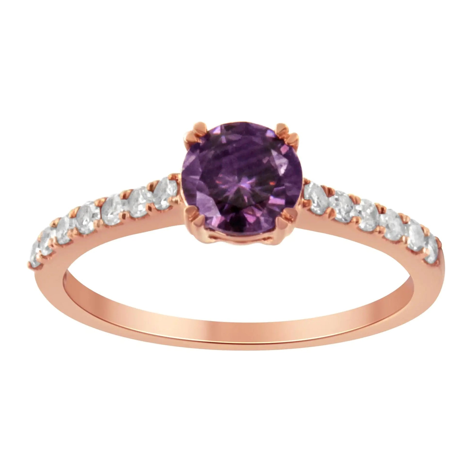 10K Roségold 1/4 Karat Diamant und 6MM Edelstein Halo Ring (H-I Farbe, I1-I2 Reinheit) WEM Support (www.WEM.support)