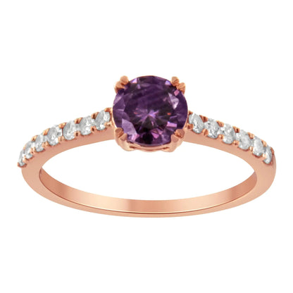10K Roségold 1/4 Karat Diamant und 6MM Edelstein Halo Ring (H-I Farbe, I1-I2 Reinheit) WEM Support (www.WEM.support)