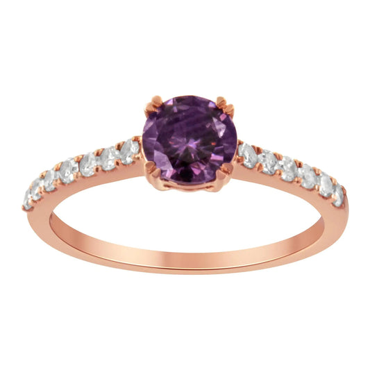 10K Roségold 1/4 Karat Diamant und 6MM Edelstein Halo Ring (H-I Farbe, I1-I2 Reinheit) WEM Support (www.WEM.support)