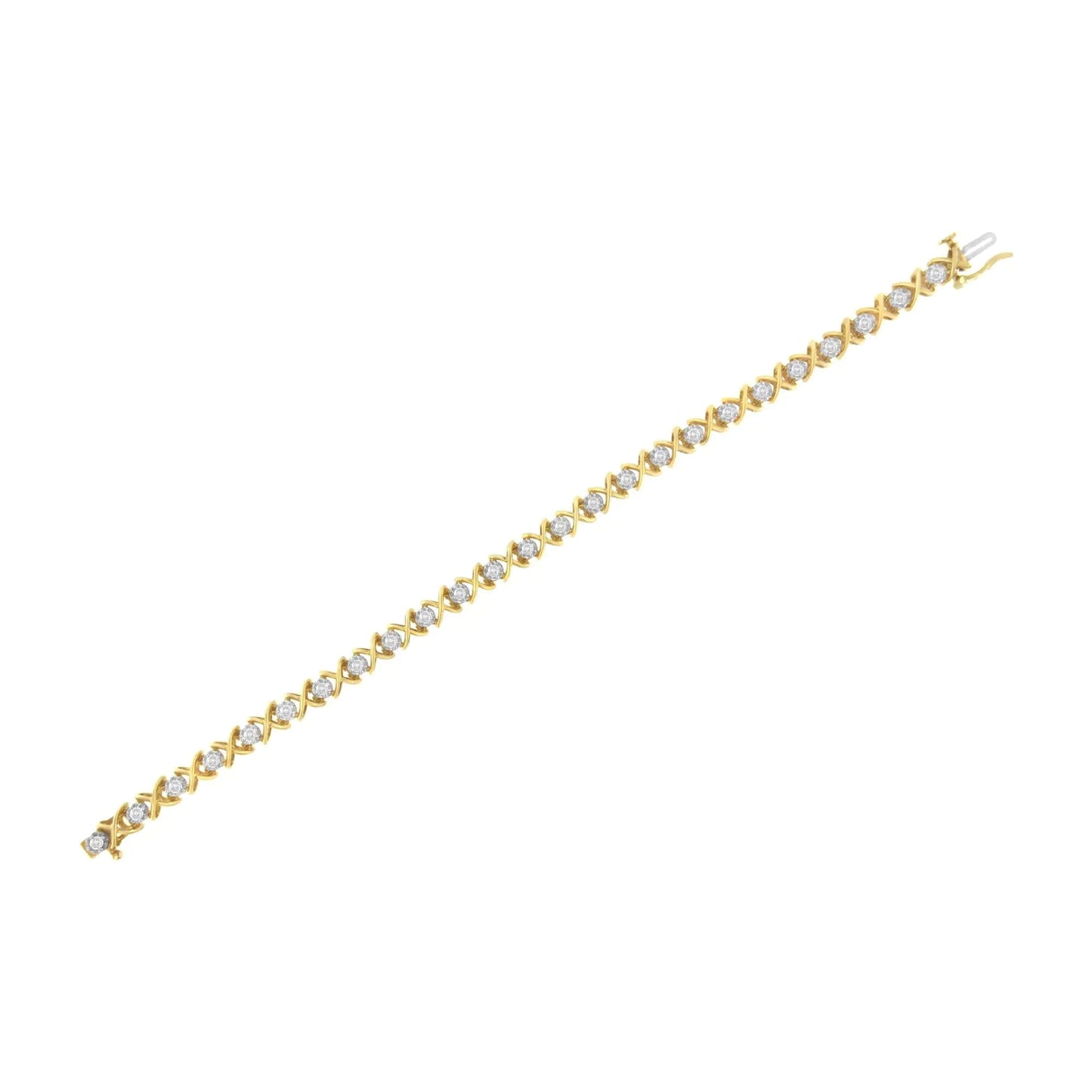 10K Yellow Gold Plated Sterling Silver 1 cttw Diamond Link Bracelet (J-K Clarity, I1-I2 Color) - Size 7" WEM Support (www.WEM.support)