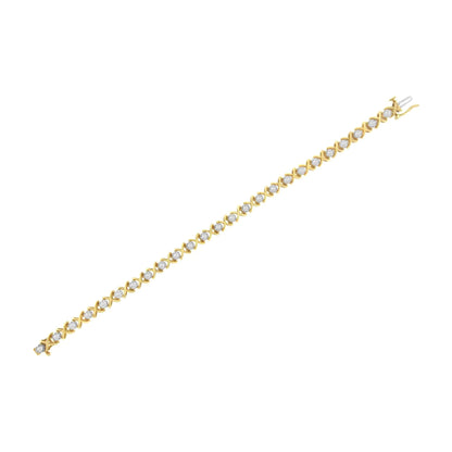 10K Yellow Gold Plated Sterling Silver 1 cttw Diamond Link Bracelet (J-K Clarity, I1-I2 Color) - Size 7" WEM Support (www.WEM.support)
