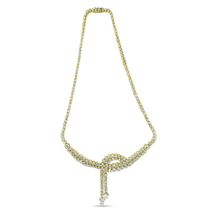 14k Yellow Gold 17.0 Cttw Diamond Double Row Lariat 18" Inch Tennis Necklace with Pear Shape Diamond Drop Tips (I-J Color, VS2-SI1 Clarity) WEM Support (www.WEM.support)