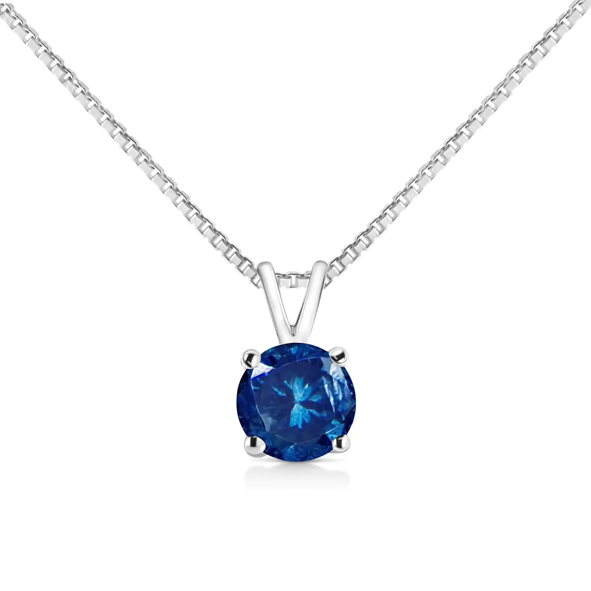 14K Weißgold 1/4 Cttw Rund Brillant Geschliffener Laborgezüchteter Diamant 4-Krappen Solitär Anhänger Halskette WEM Support (www.WEM.support)
