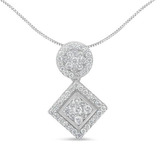 14K White Gold 1 cttw Diamond Pendant Necklace (H-I, I1-I2) WEM Support (www.WEM.support)