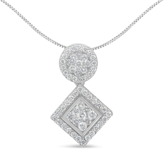 14K White Gold 1 cttw Diamond Pendant Necklace (H-I, I1-I2) WEM Support (www.WEM.support)