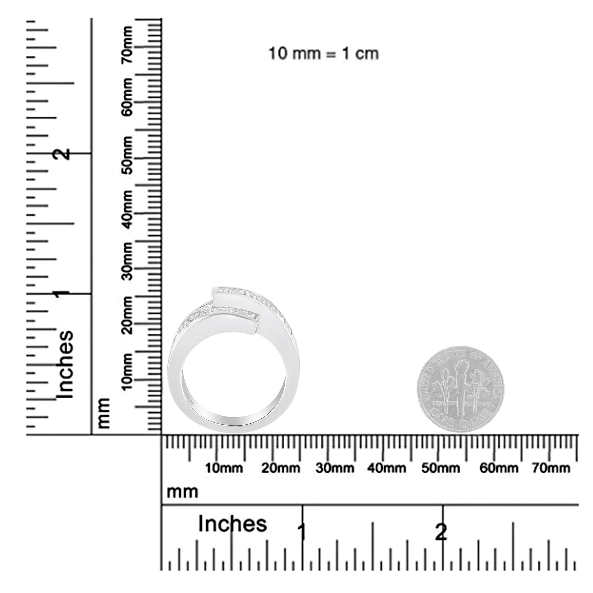 14K White Gold 2.0 Cttw Channel-Set Princess and Baguette-Cut Diamond Bypass Ring Band (G-H Color, SI1-SI2 Clarity) WEM Support (www.WEM.support)