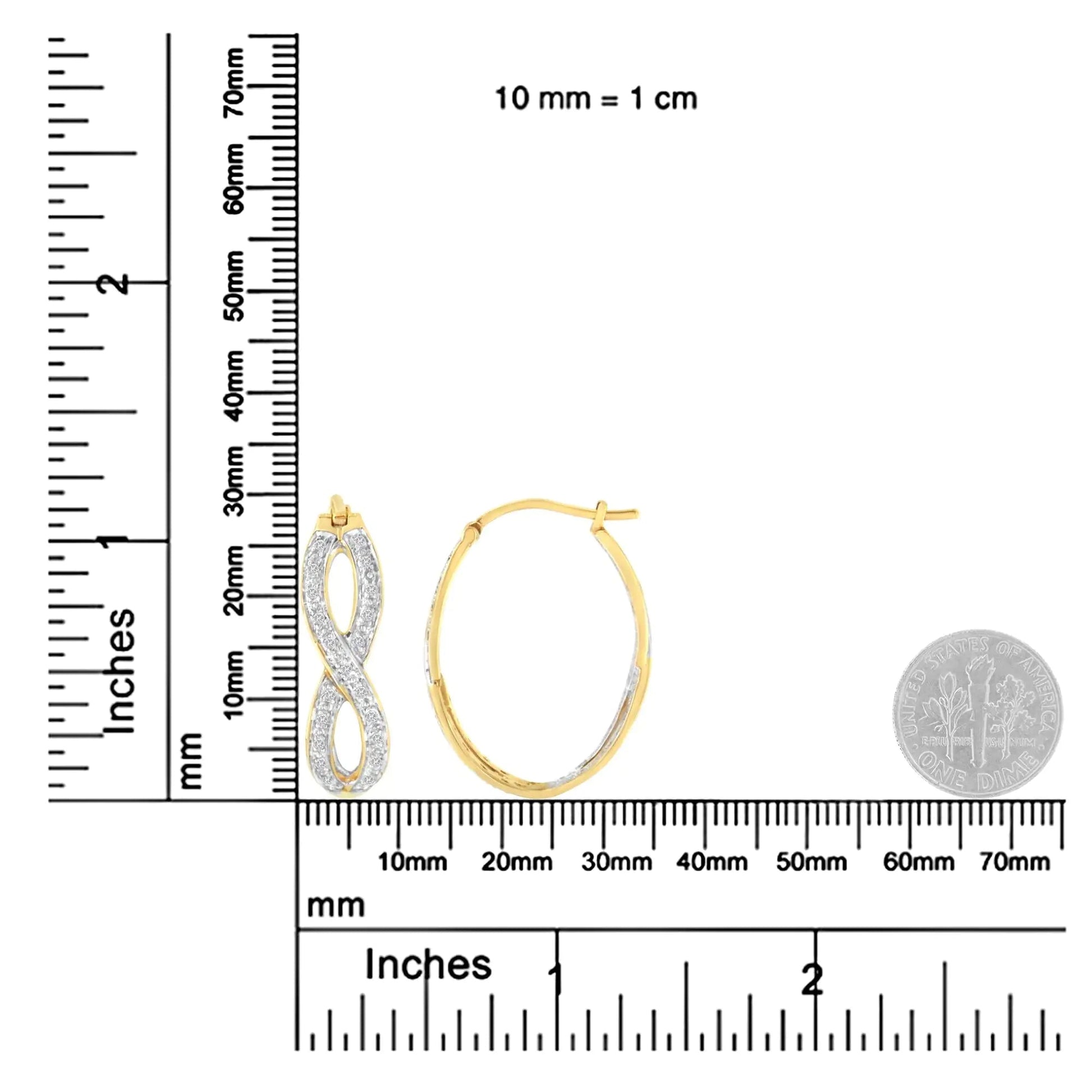 10K Yellow and White Gold 1/4 cttw Diamond Double Infinity Hoop Earrings (I-J Clarity, I1-I2 Color) WEM Support (www.WEM.support)