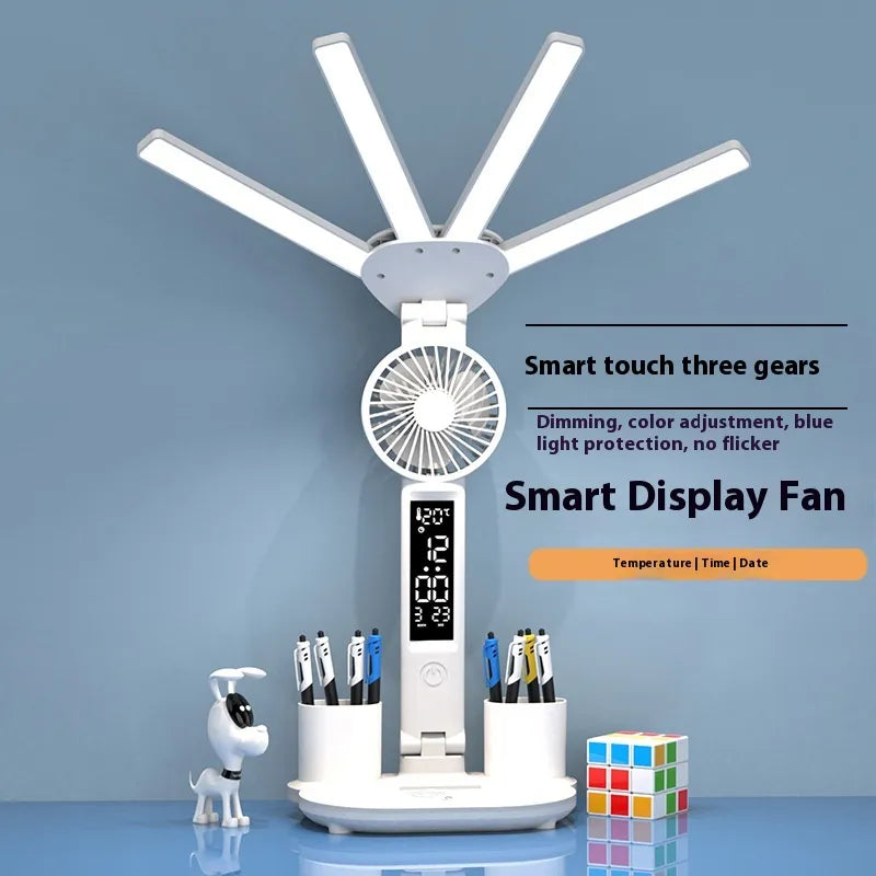 3-in-1 LED Desk Lamp with Fan & Clock HejK.com