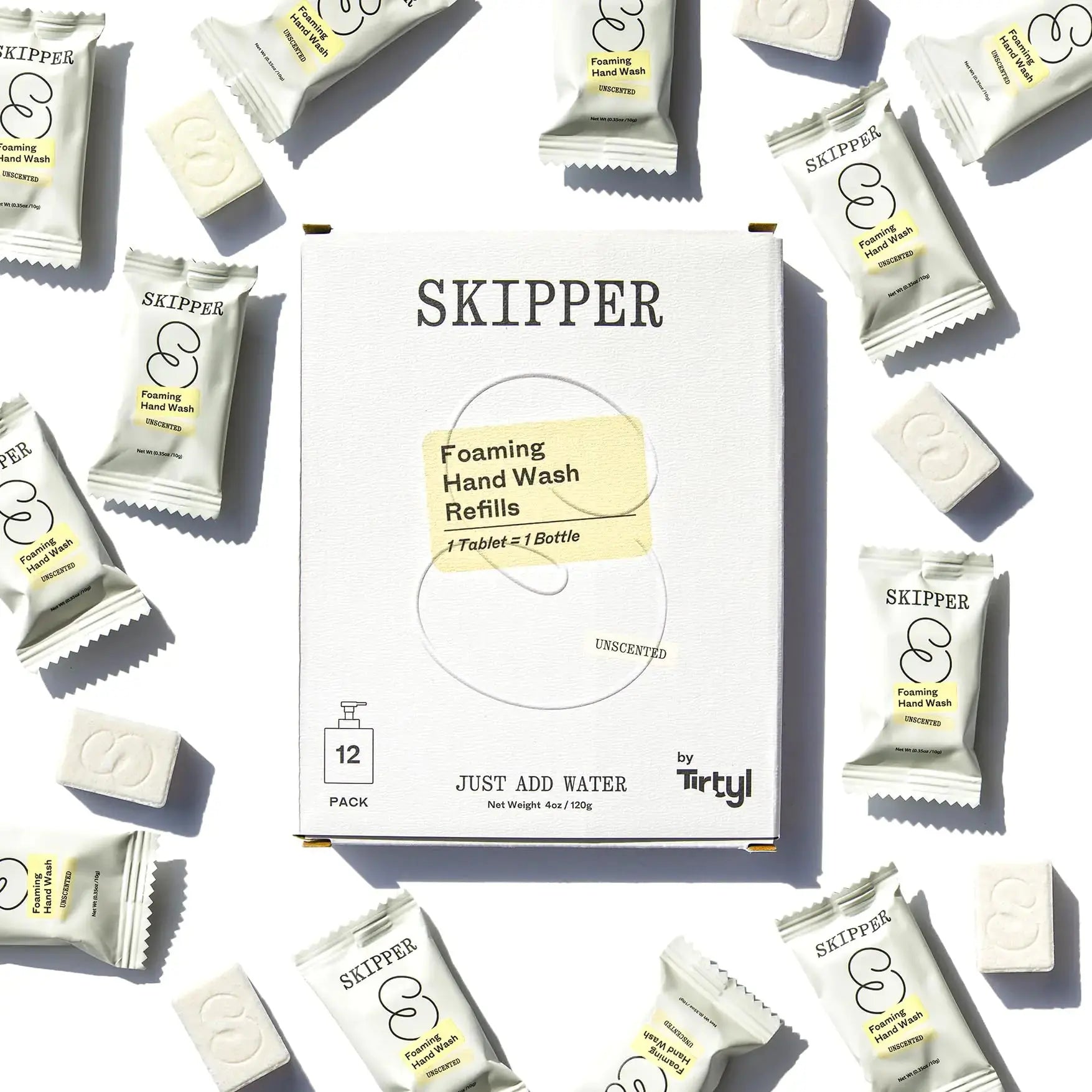 Tirtyl Skipper Foaming Hand Soap Tablet Refills - 12 Pack - 4oz fl total (12x 0.4 fl oz) - Rebranded - Compostable Packaging - Unscented My Store