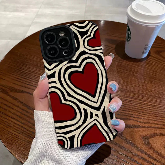 Striped Red Heart Silicone Phone Case HejK.com