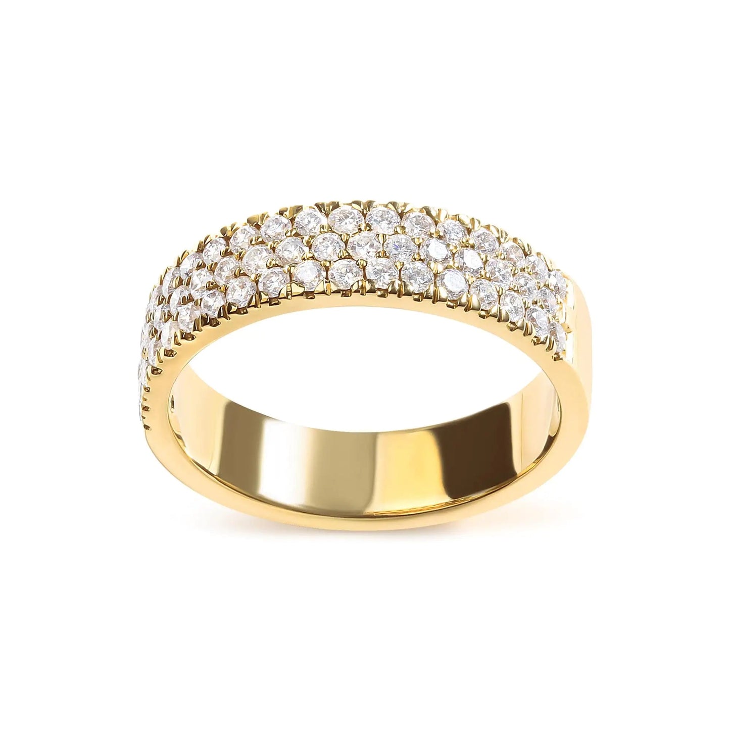 14K Yellow Gold Pave Set 3/4 cttw Multi Row Diamond Band Ring  (H-I Color, SI2-I1 Clarity) WEM Support (www.WEM.support)