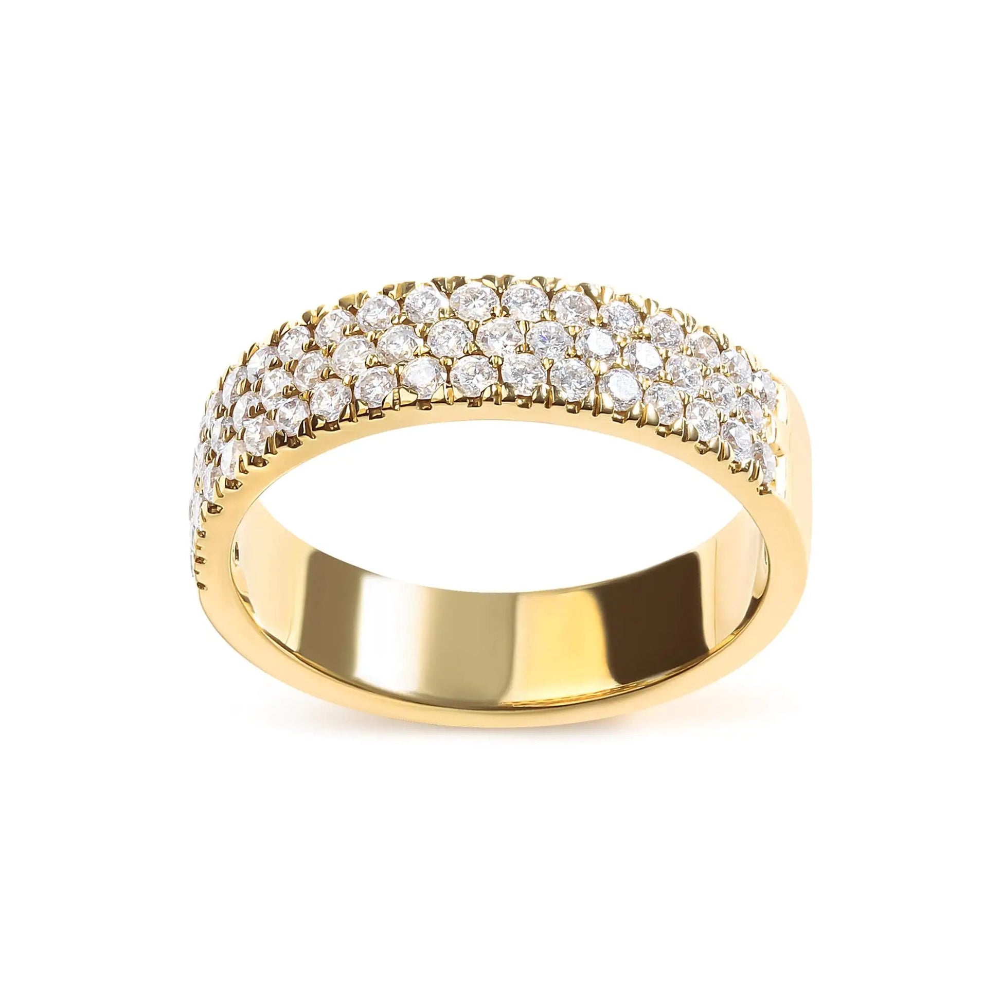 14K Yellow Gold Pave Set 3/4 cttw Multi Row Diamond Band Ring  (H-I Color, SI2-I1 Clarity) WEM Support (www.WEM.support)