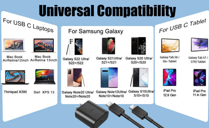 45W USB-C Super Fast Wall Charger 10FT Cable For Samsung Galaxy S20 S21 S22 S23 WEM Support (www.WEM.support)