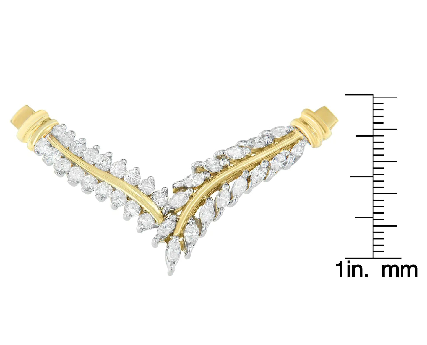 14K Yellow Gold 1 cttw Diamond 'V' Shape Pendant (H-I, I1-I2) WEM Support (www.WEM.support)