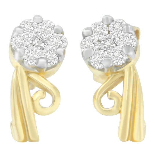 14K Yellow Gold 1/2 cttw Round Cut Diamond Earrings (I-J, SI2-I1) WEM Support (www.WEM.support)