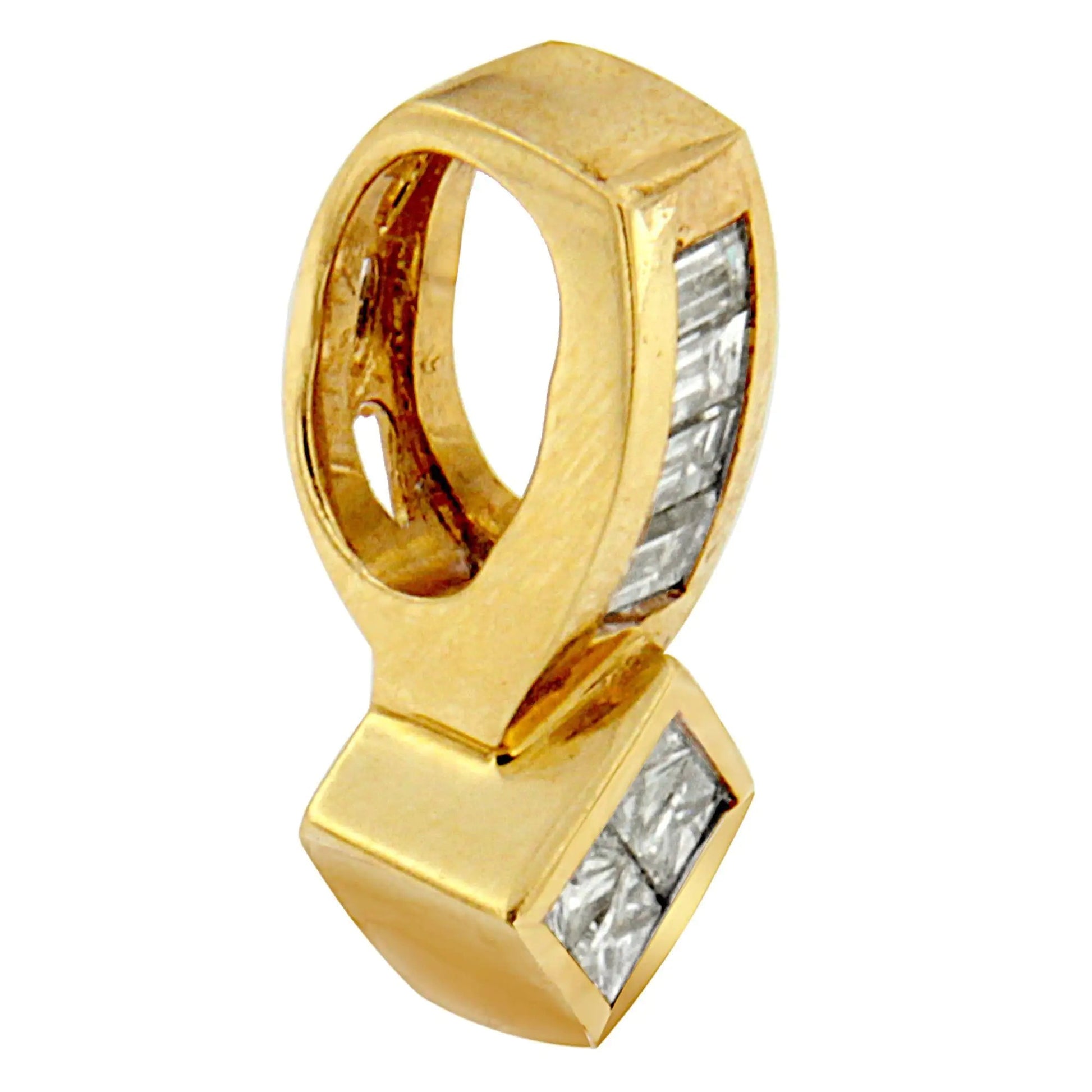 14K Yellow Gold 3/4 cttw Princess and Baguette Cut Diamond Simple Geo Pendant Necklace (G-H, VS1-VS2) WEM Support (www.WEM.support)