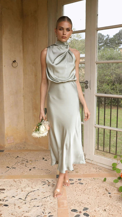 Women's Solid Color Dress Sleeveless Long Skirt Cover WEM Support (www.WEM.support)